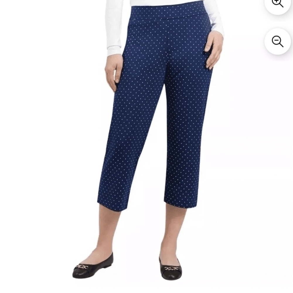 Lands' End Navy with White Dot Cropped Pants